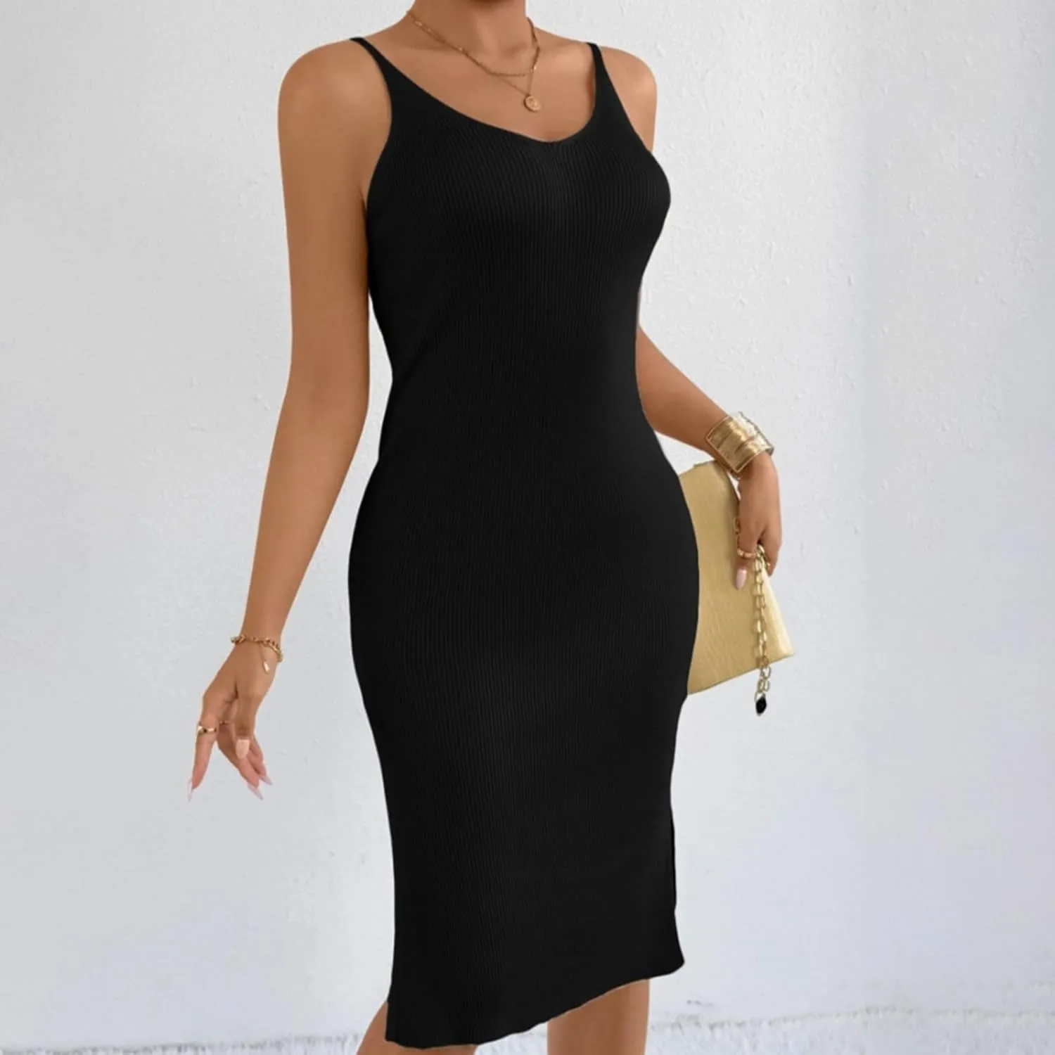 Womens Summer Floral Midi Dresses Elegant Halter Neck Empire Waist Dress Soft Knit Boho Casual Beach Vacation Dresses