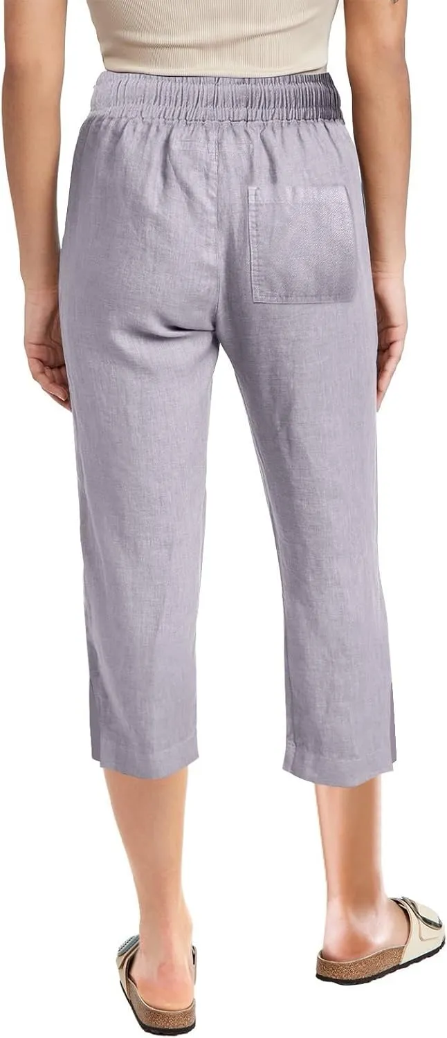 Womens Summer Mix Cotton Linen Palazzo Pants Beach Casual Pants Linen Trousers Beach Vacation