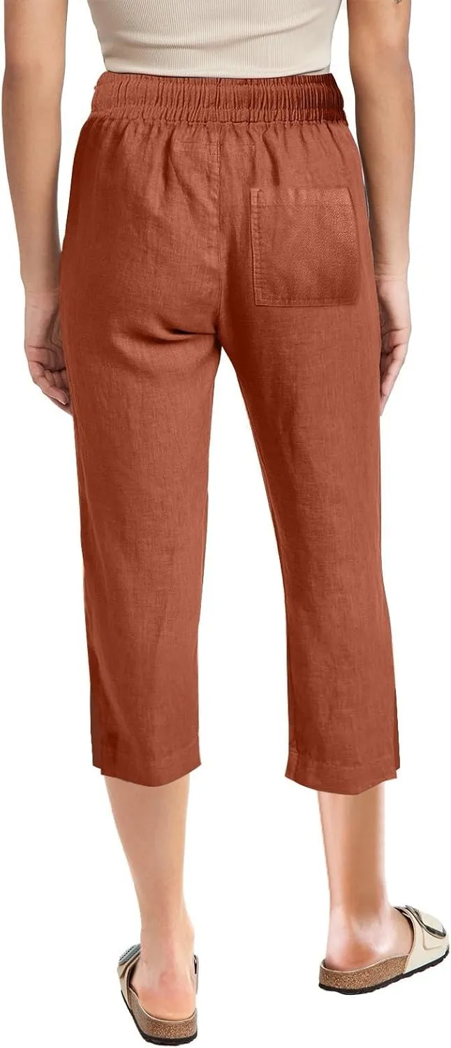 Womens Summer Mix Cotton Linen Palazzo Pants Beach Casual Pants Linen Trousers Beach Vacation