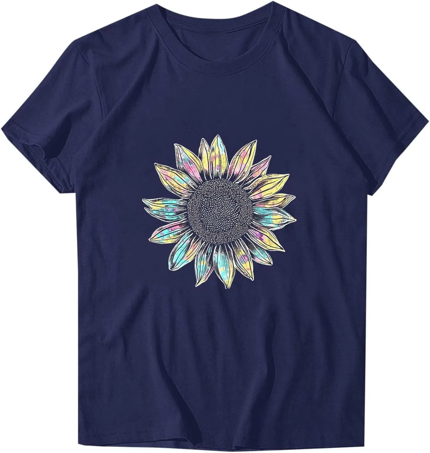 Womens Summer Tops 2025 Boho Vintage Floral Graphic Basic Tees Crewneck Short Sleeve Shirts
