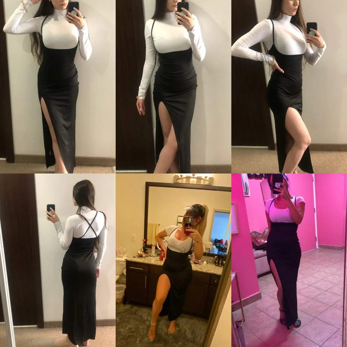 Women's Suspender Skirt High Waist Dress Shoulder Straps High Split Long Maxi Skirt for Party Festival Club