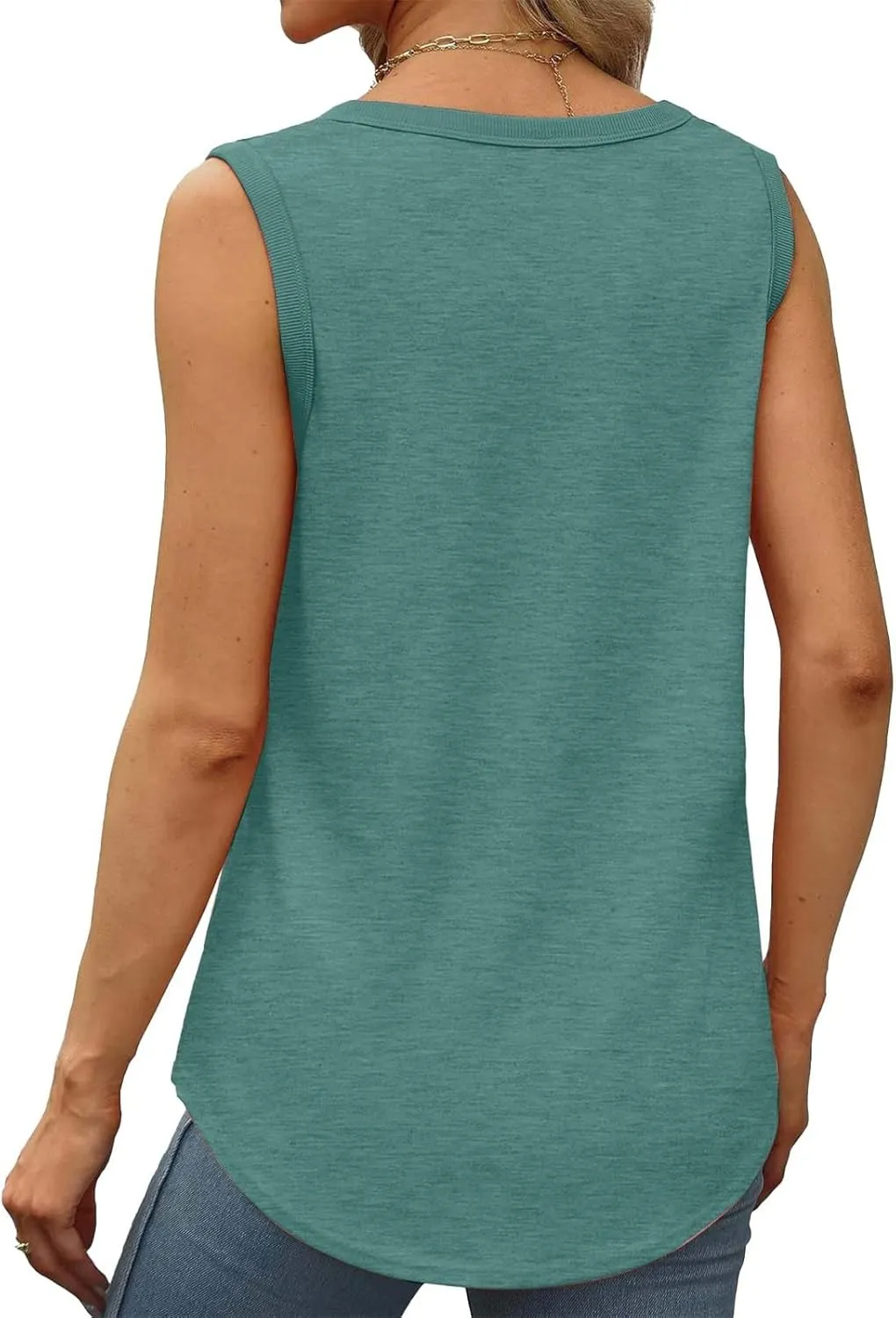 Womens Tank Tops Summer Loose Sleeveless Tops Scoop Neck Curved Hem Casual Flowy Shirt 2025 Outfits Clothes