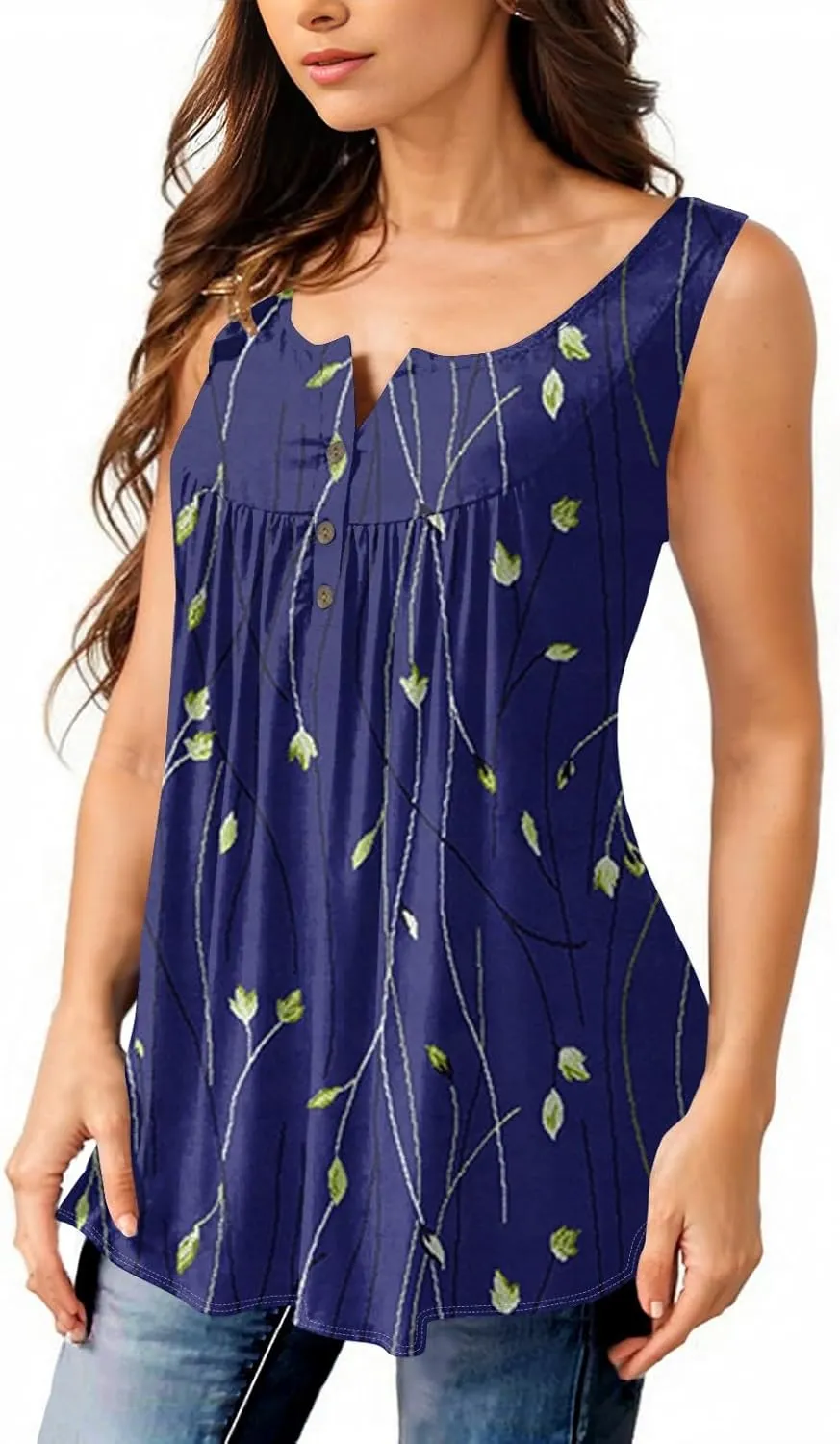 Womens Trendy Tank Tops 2025 Loose Fit Summer Sleeveless V Neck Button Down Shirt Casual Trendy Outfits Clothes