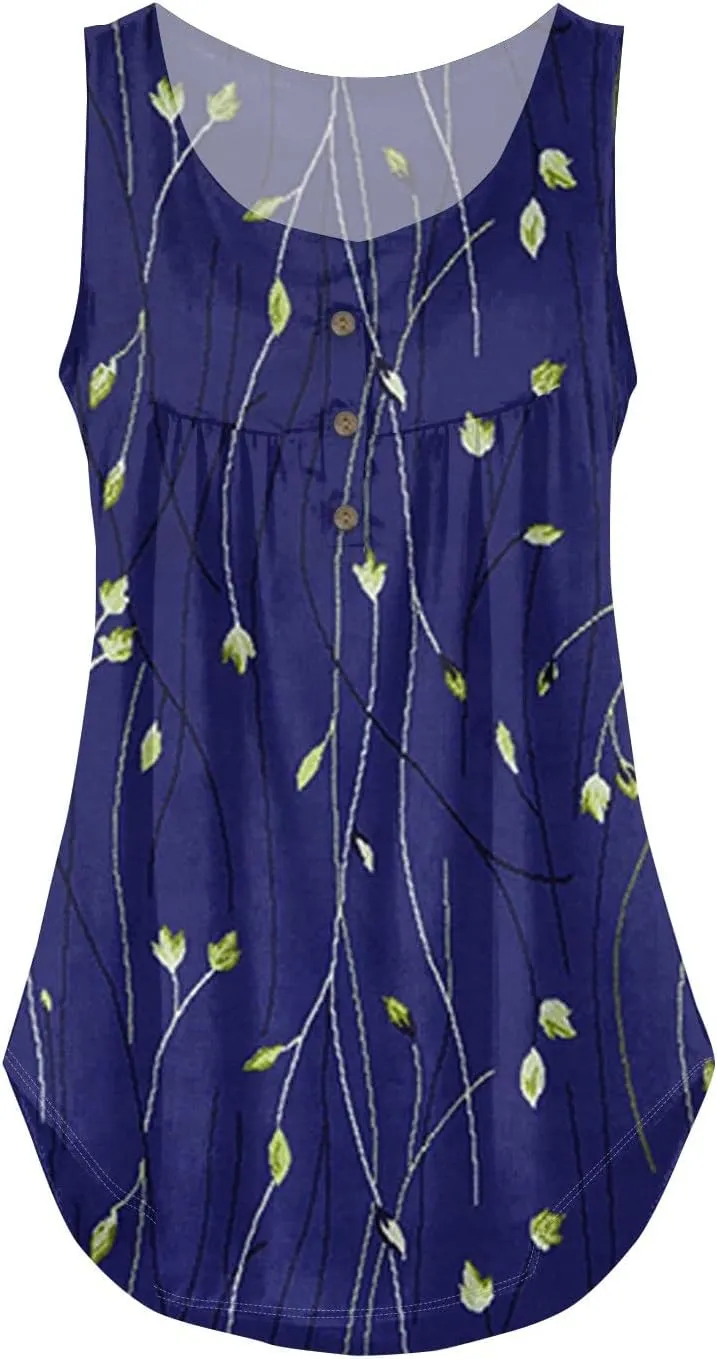 Womens Trendy Tank Tops 2025 Loose Fit Summer Sleeveless V Neck Button Down Shirt Casual Trendy Outfits Clothes