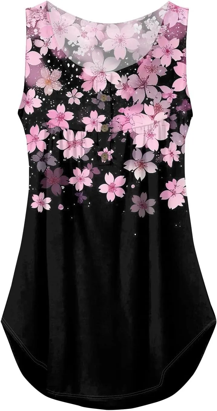 Womens Trendy Tank Tops 2025 Loose Fit Summer Sleeveless V Neck Button Down Shirt Casual Trendy Outfits Clothes