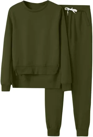 Womens Two Piece Outfits Long Sleeve Crewneck Clothes Lounge Long Sleeve Tops Long Pants Sweatsuit