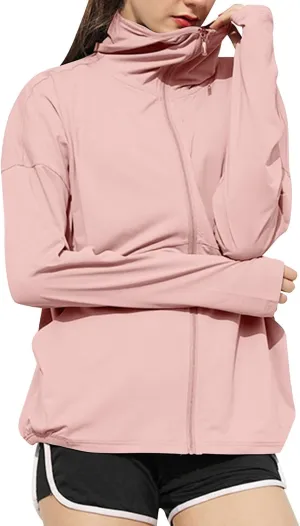 Womens UPF50  Long Sleeve Sun Shirt UV Protection Hoodie Hiking Workout Tops Quick Dry Outdoor Light Athletic Jackets