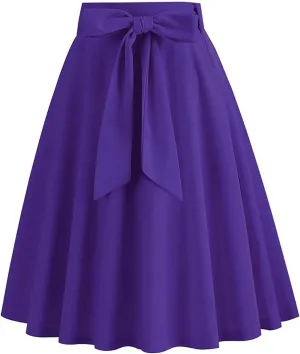 Women's Vintage Plus Size Party Swing Skirts A Line Stretch Flared Midi Skirt Elegant Elastic High Waist Dress