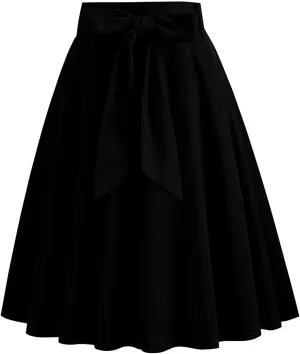 Women's Vintage Plus Size Party Swing Skirts A Line Stretch Flared Midi Skirt Elegant Elastic High Waist Dress