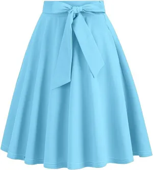 Women's Vintage Plus Size Party Swing Skirts A Line Stretch Flared Midi Skirt Elegant Elastic High Waist Dress