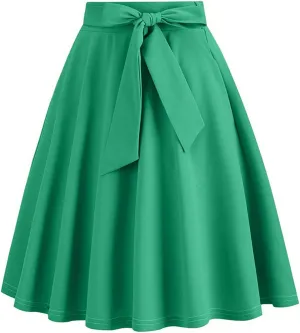 Women's Vintage Plus Size Party Swing Skirts A Line Stretch Flared Midi Skirt Elegant Elastic High Waist Dress