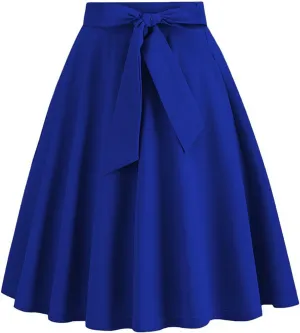 Women's Vintage Plus Size Party Swing Skirts A Line Stretch Flared Midi Skirt Elegant Elastic High Waist Dress