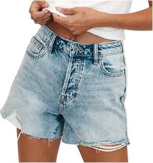 XUNRYAN Jean Shorts Womens High Waisted Stretchy Ripped Jeans Casual Summer Dress Pants Basic Denim Shorts with Pockets