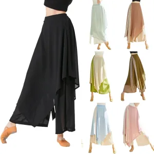 YOLAI Skirted Leggings for Womenyoga Pants Stretchy Ballet Dance Leggings Chiffon Skirted Tights for Ballet Latin Salsa Tango
