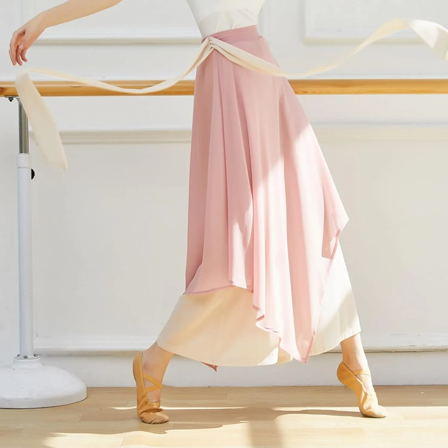 YOLAI Skirted Leggings for Womenyoga Pants Stretchy Ballet Dance Leggings Chiffon Skirted Tights for Ballet Latin Salsa Tango