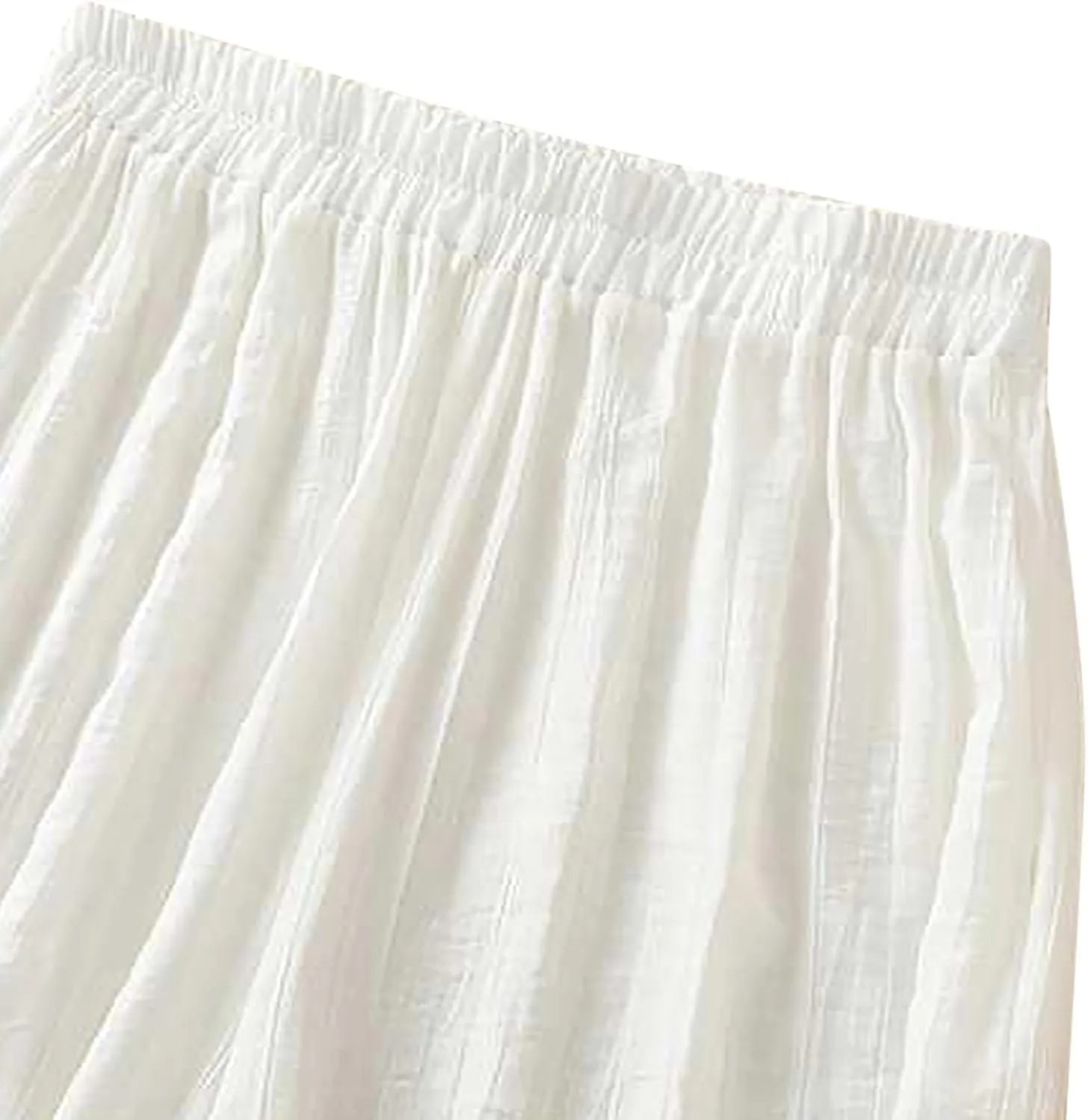 YRAETENM Wide Leg Pants for Women Baggy Elastic Waist Cotton Linen Pants Plus Size Palazzo Lounge Trousers with Pockets