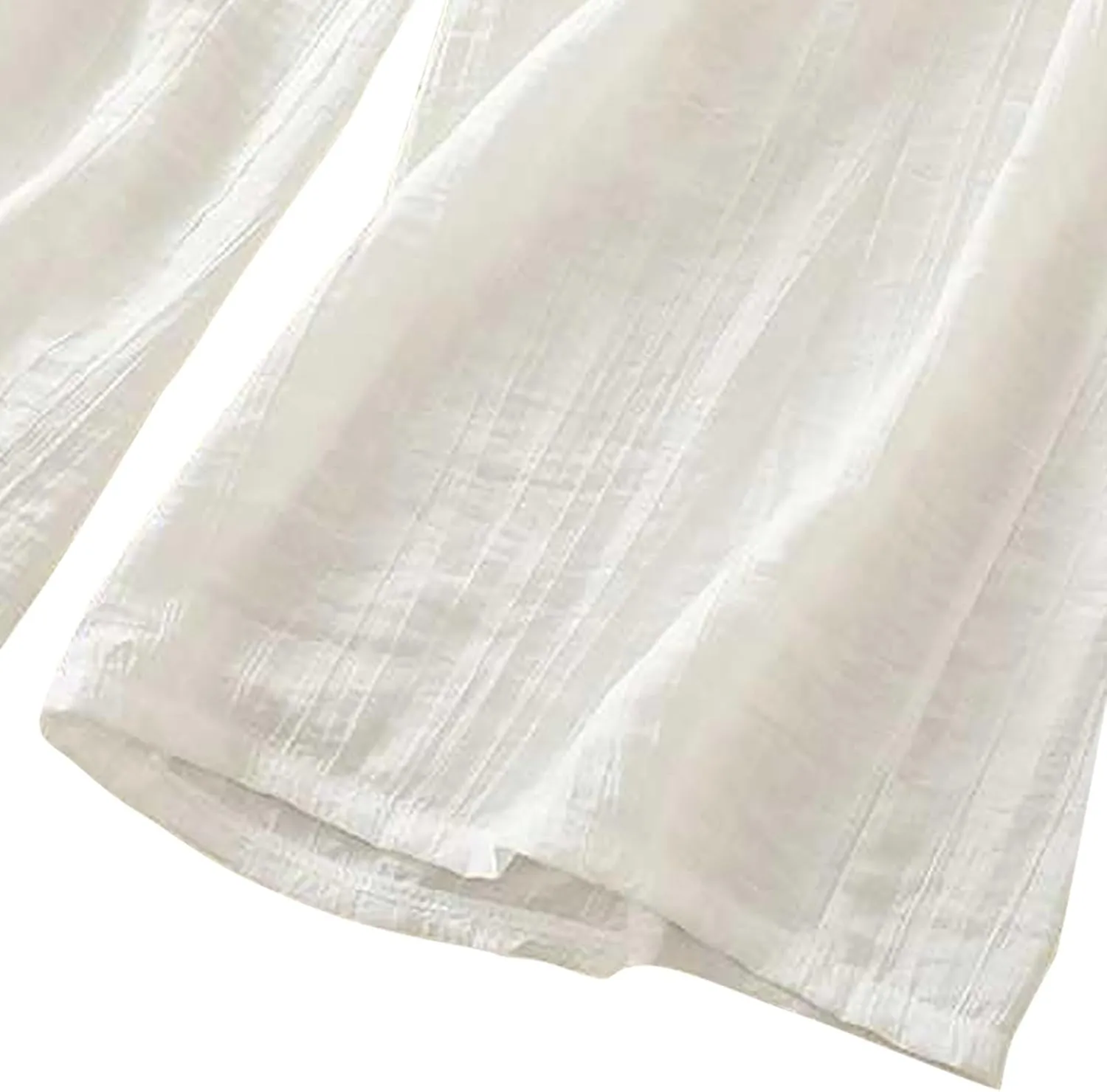 YRAETENM Wide Leg Pants for Women Baggy Elastic Waist Cotton Linen Pants Plus Size Palazzo Lounge Trousers with Pockets