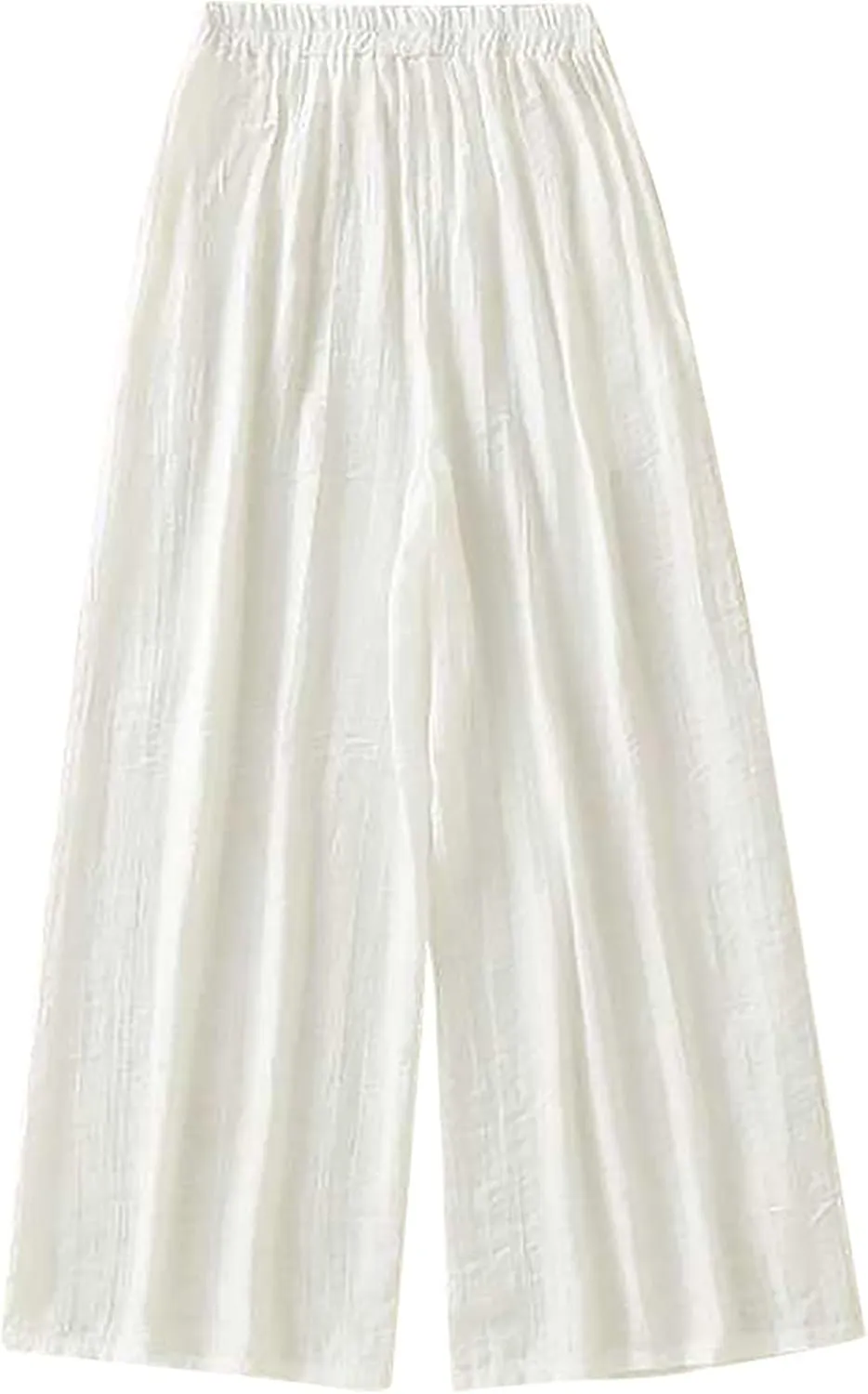 YRAETENM Wide Leg Pants for Women Baggy Elastic Waist Cotton Linen Pants Plus Size Palazzo Lounge Trousers with Pockets