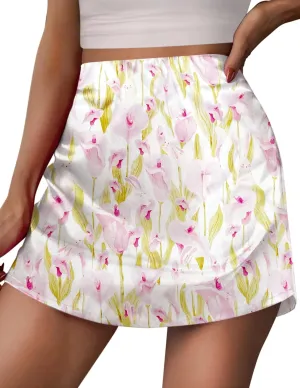 Zeagoo Womens Summer Mini Skirts Elastic High Waisted Stain A-Line Zipper Party Skirt 2025