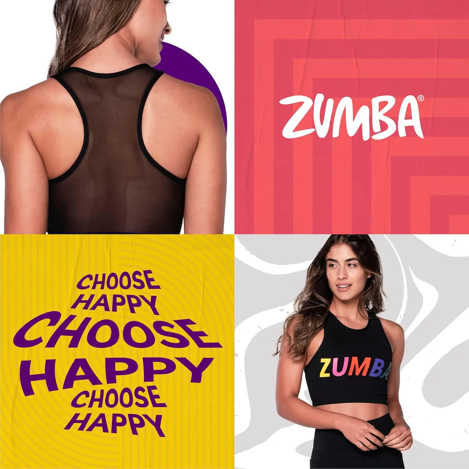 ZUMBA Women's Cropped Workout Tank Top, Fitness Clothing